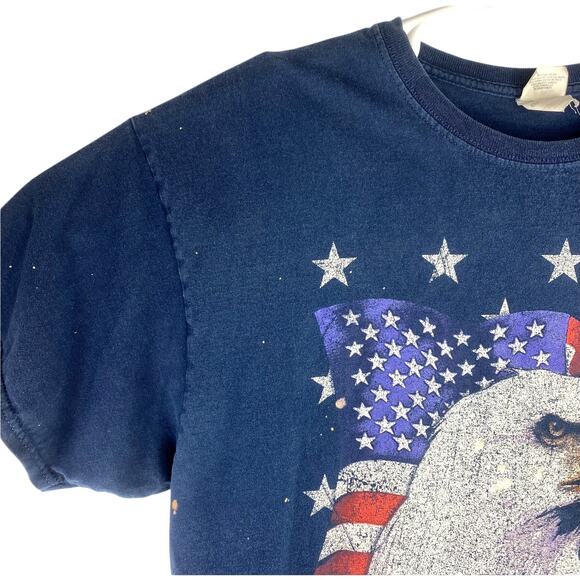 Vtg Fruit Of the Loom Mens Xl Eagle American Flag USA Patriotic T-Shirt Read - Picture 3 of 11